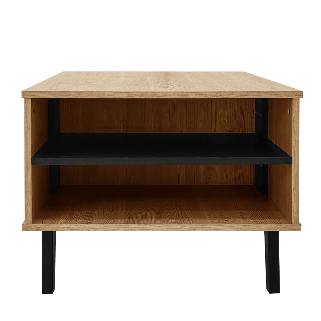 Tavolino da salotto grande 100x60x45 cm - Zephmum - Design in legno colorato e nero, cassetti, versatile