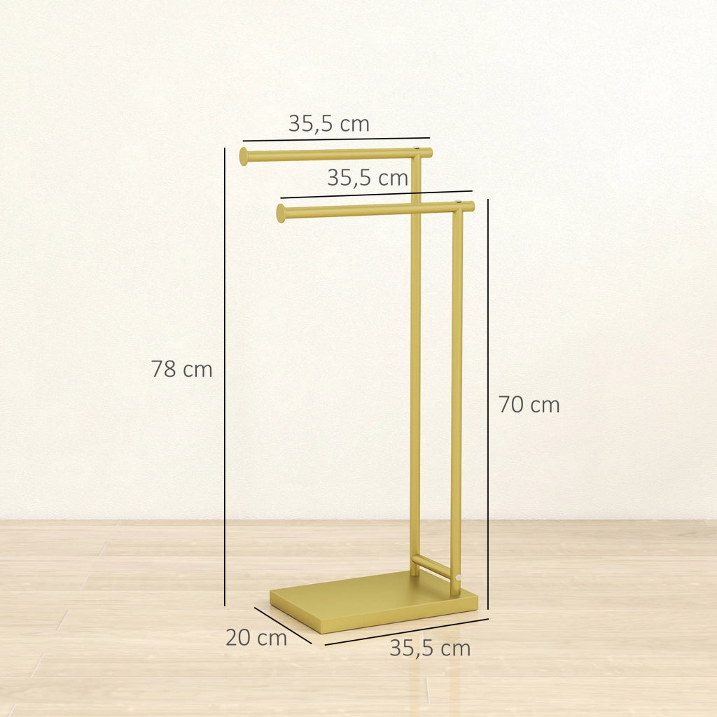 Porta asciugamani da terra a L ¨C Xylo ¨C metallo dorato 35,5x20x78 cm