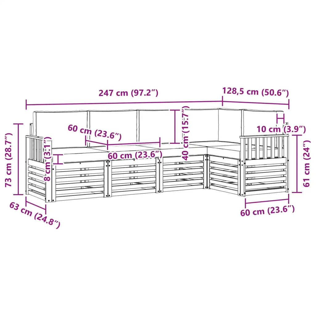 Set di divani da esterno 5 pcs Bianco e Antracite 3391827