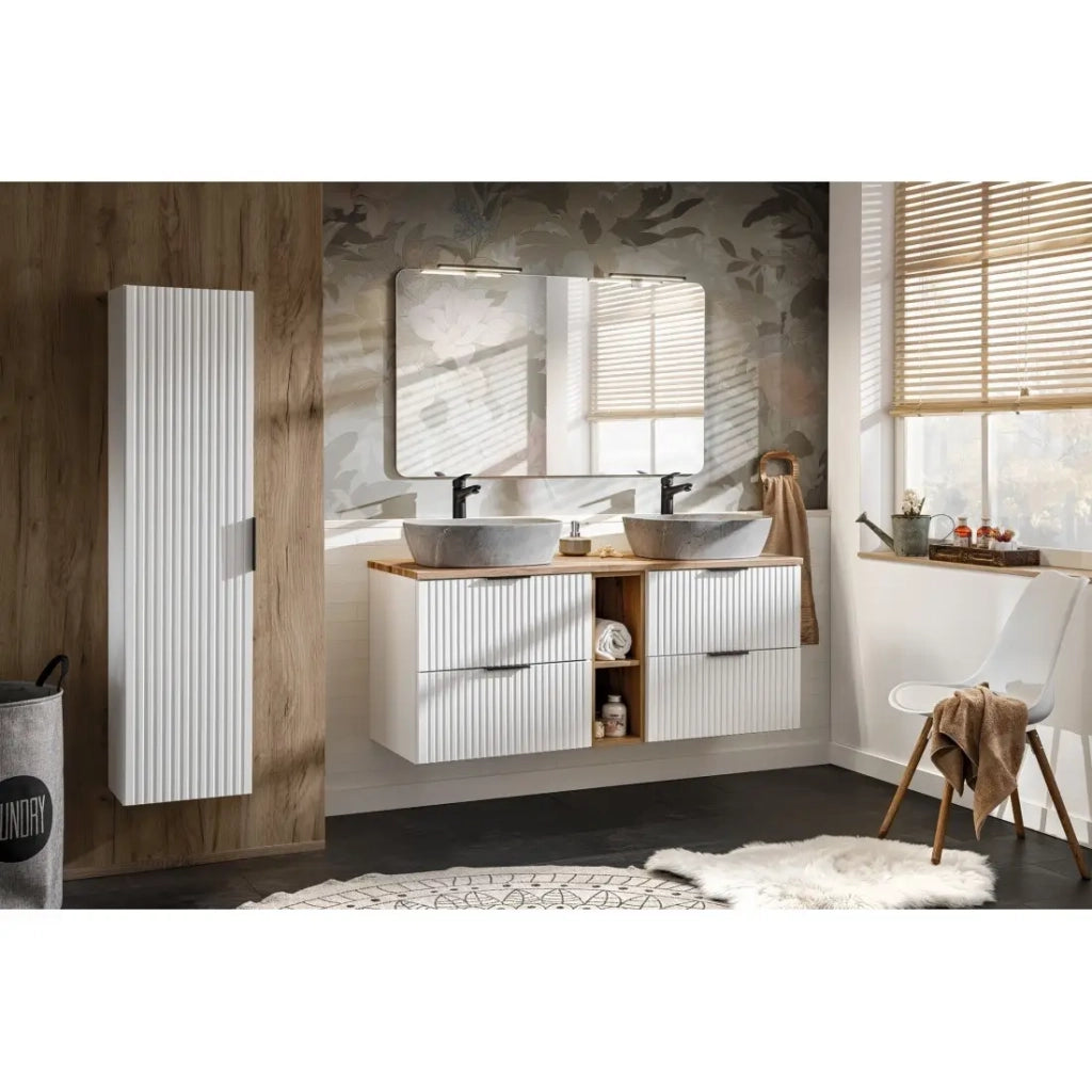 Colonna bagno NOXERA – 1 porta – Colore bianco opaco – Altezza 140 cm – Da appendere