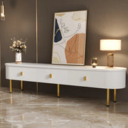 MOBILE TV con 3 cassetti 174x35x41 cm MDF Bianco e Oro