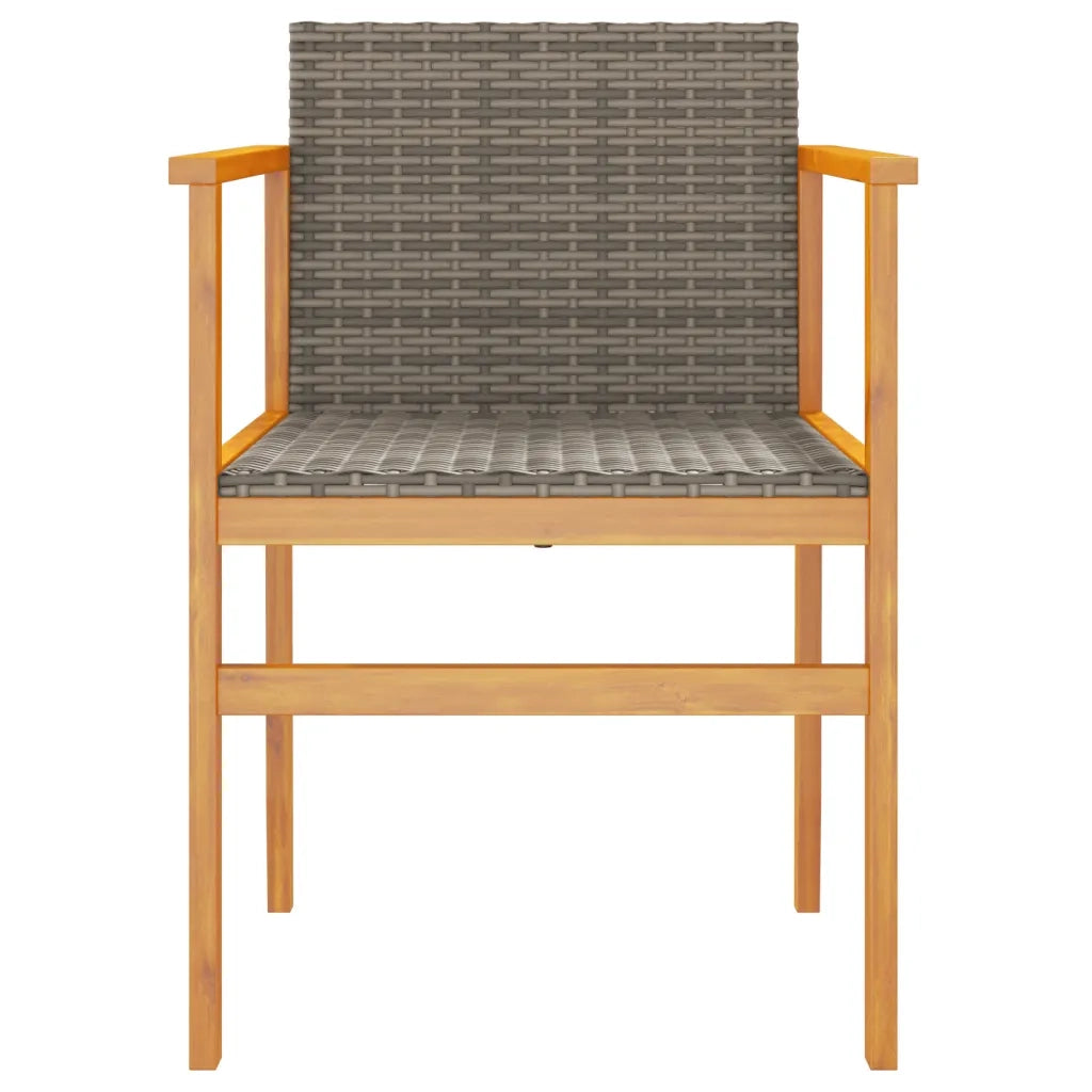 Sedie da Giardino 2 pz | Sedie da Esterno Grigie in Polyrattan e Legno Massello