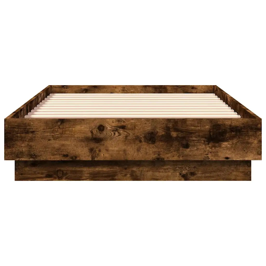 Giroletto con LED-Struttura Letto Rovere Fumo 75x190 cm