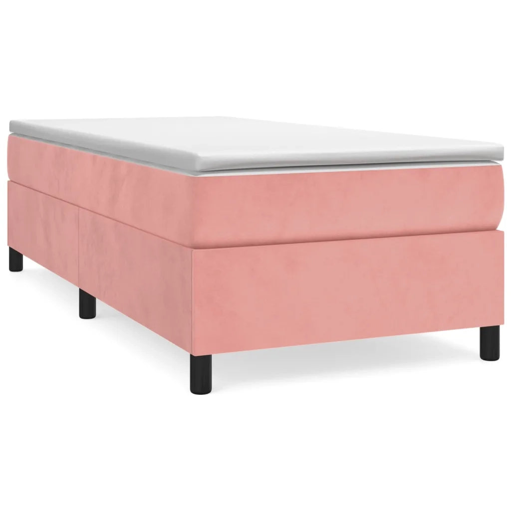 Struttura Letto a Rete a Molle-Giroletto Rosa 90x200 cm in Velluto 407029