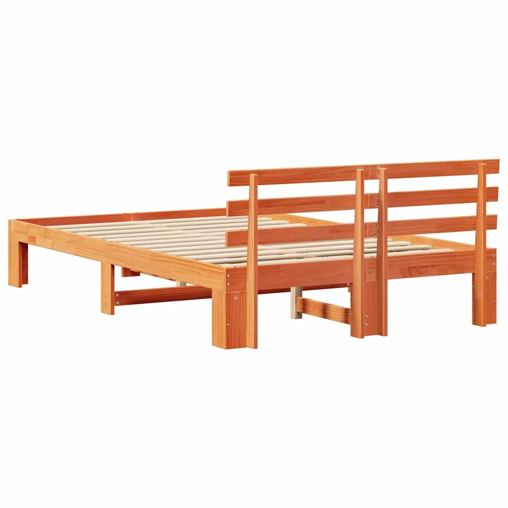 Struttura del letto-Giroletto Marrone cerato 140 x 190 cm Pino massello 658290