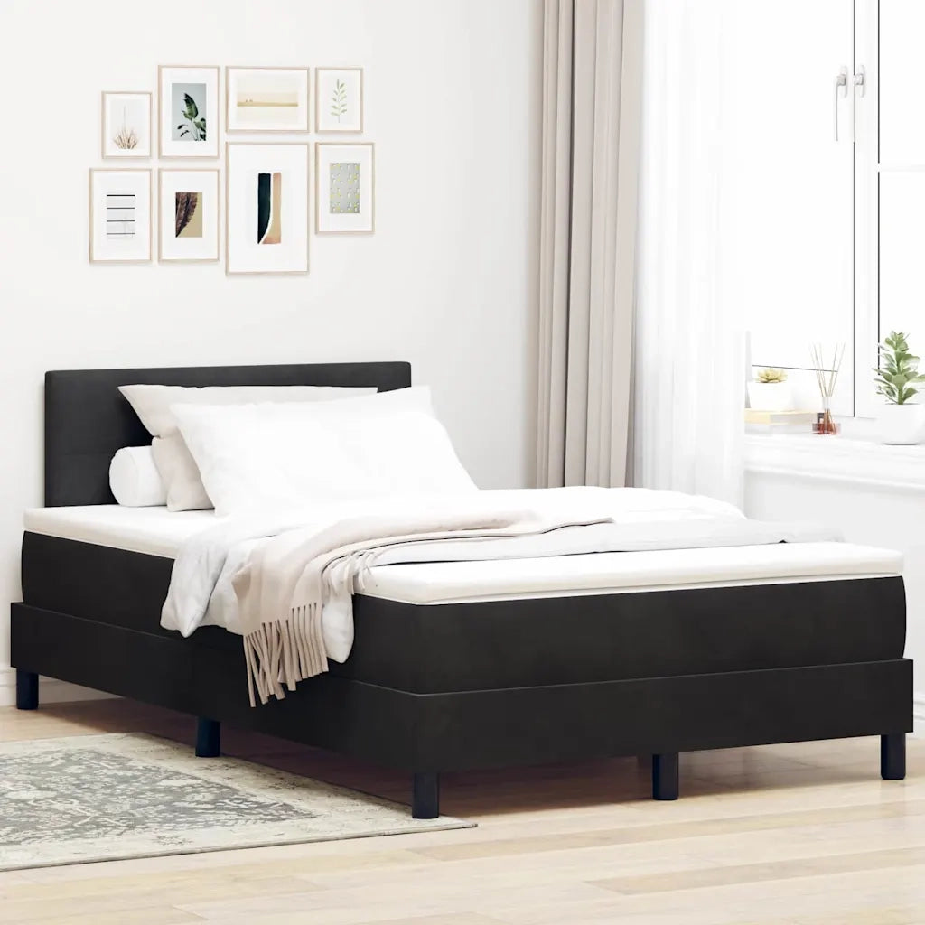 Letto a Sorgente LED con materasso Nero 120 x 190 cm Velluto
