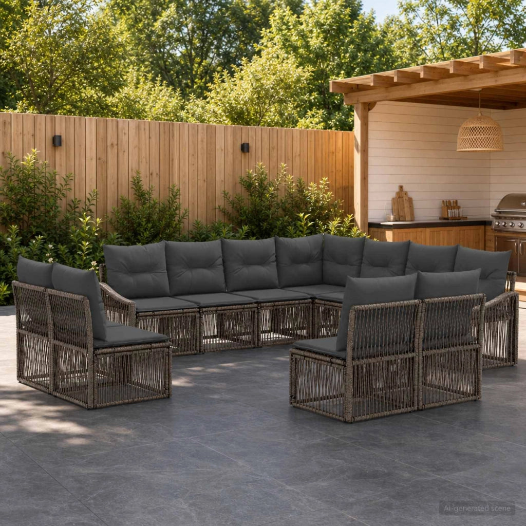 Set Divano da Giardino 11 pz Grigio polyrattan 3436040