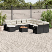 Set Divani da Giardino 12 pz con Cuscini Nero in Polyrattan 3257190