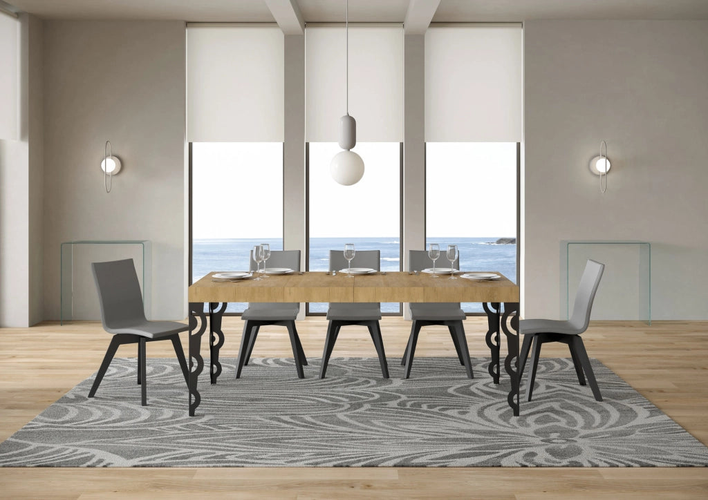 Tavolo allungabile 130/390x90 cm Karamay Premium quercia natura gambe antracite