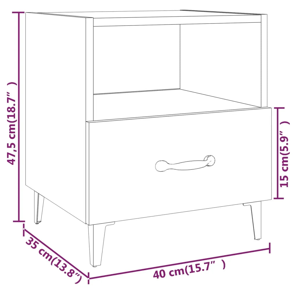 Comodini 2 pz Bianco Lucido in Legno Multistrato 812037
