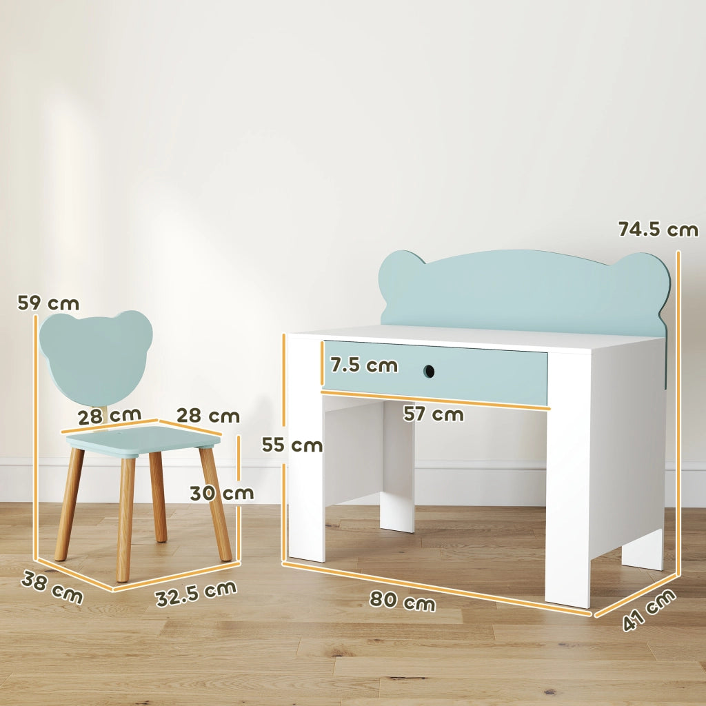 Scrivania per Bambini con Cassetto e Sedia ¨C Minimal ¨C Verde