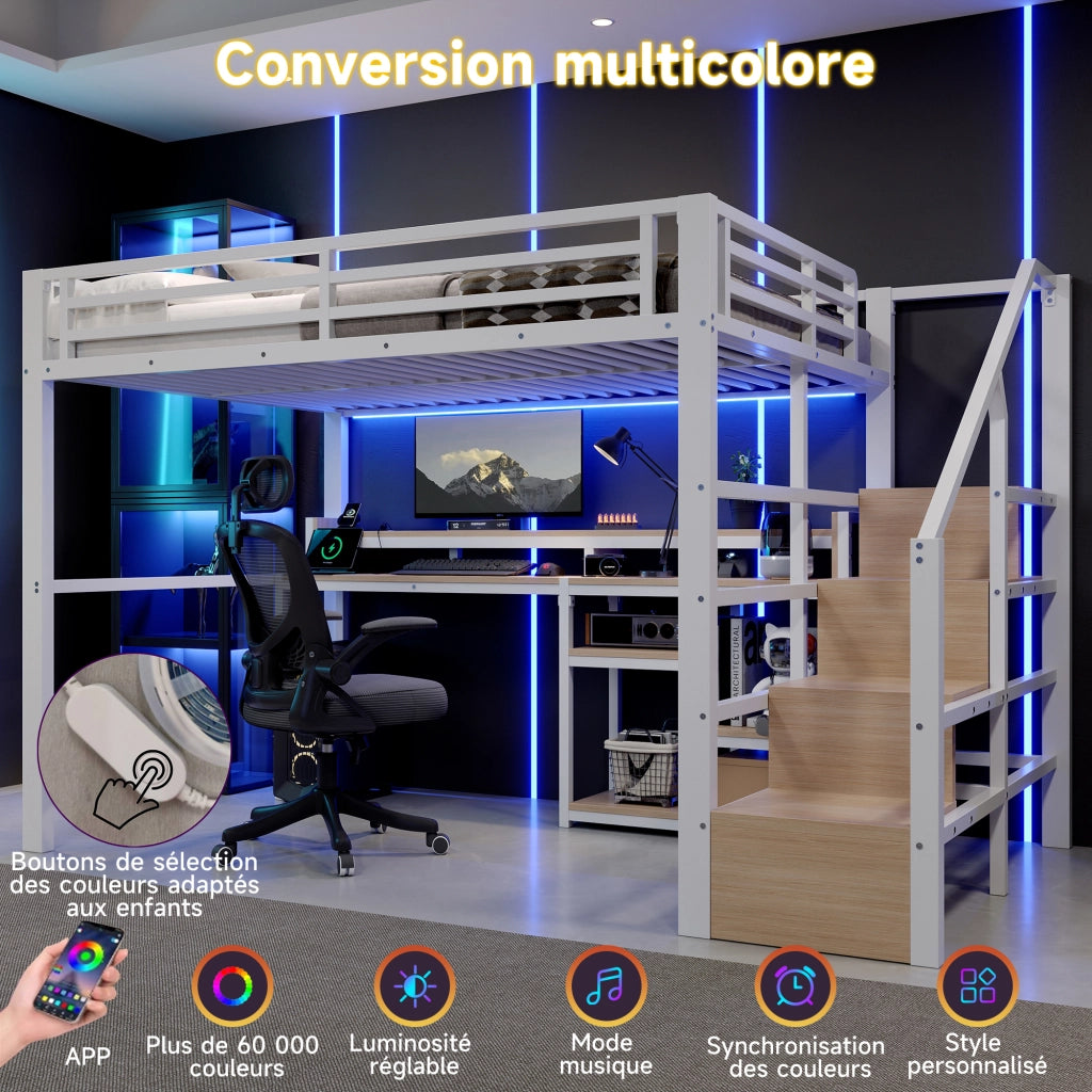 letto a castello metallo mdf bianco 140 x 200 cm