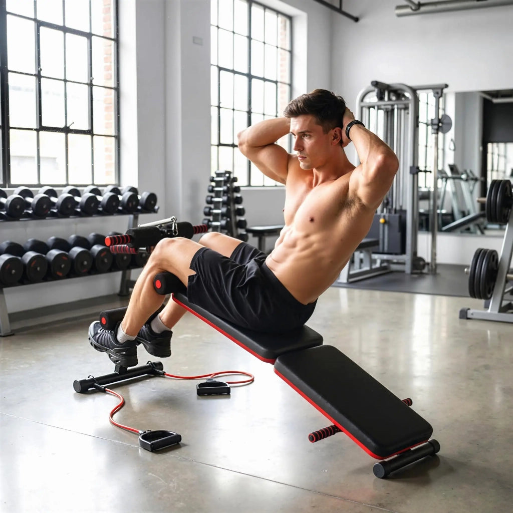 Panca Fitness per Addominali Inclinata Multifunzione Regolabile