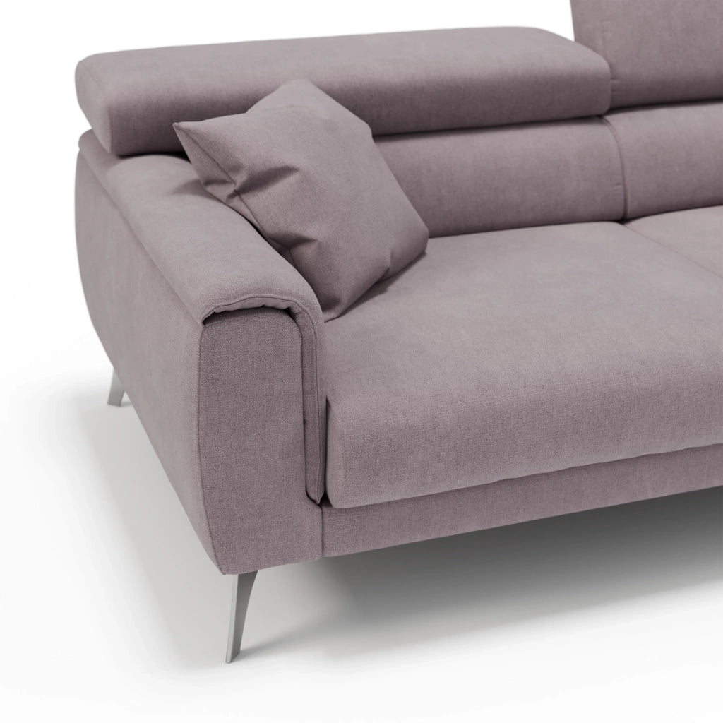Caravaggio Divano con sedute allungabili e poggiatesta reclinabili in tessuto impermeabile T02 199 cm rosa