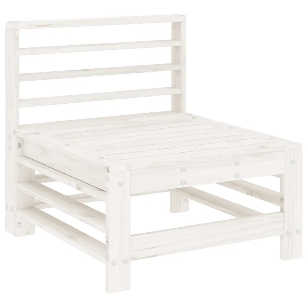 Set Salotto da Giardino 3 pz | Set di Mobili da Esterno Bianco in Legno Massello di Pino