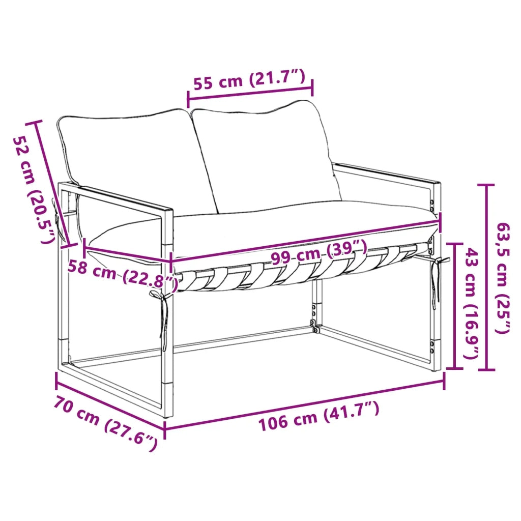 Set Divano da Giardino Nero e antracite Acciaio 42034816