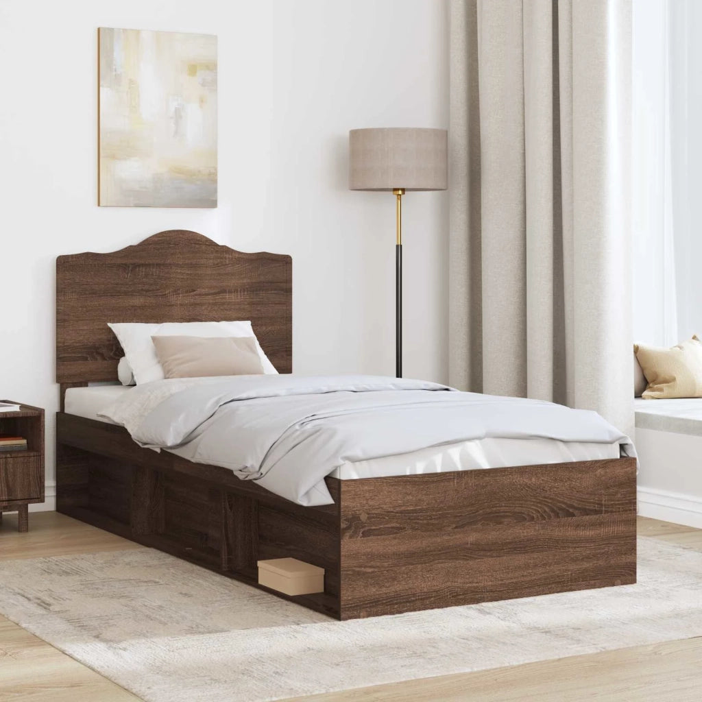Letto singolo | Letto per adulti | Struttura del letto Rovere Marrone 90 x 200 cm Pino massello