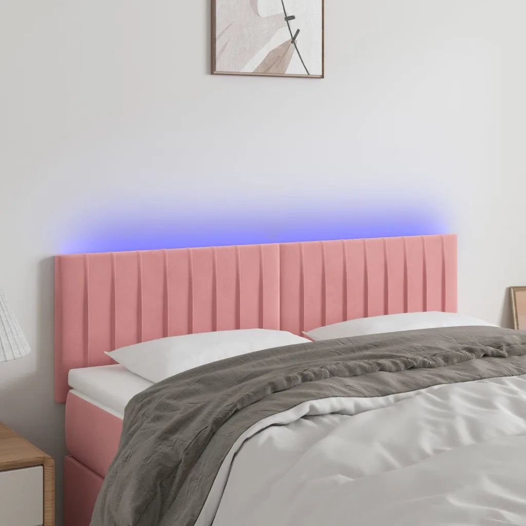 Testiera | Testata a LED Rosa 144x5x78/88 cm in Velluto
