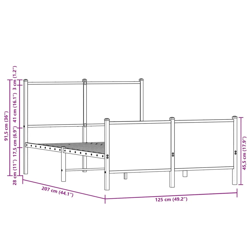 Giroletto senza Materaso in Metallo Rovere Sonoma 120x200 cm 4007732