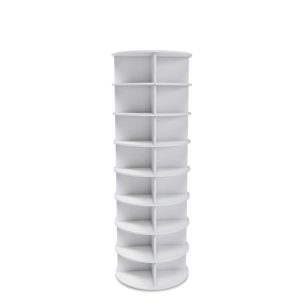 Scarpiera girevole con 8 ripiani per 32 paia di scarpe; in pvc; bianco; per ingresso; 60×60×184 cm