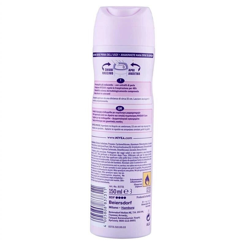 SET 2  NIVEA DEODORANTE SPRAY 150ML PEARL E BEAUTY