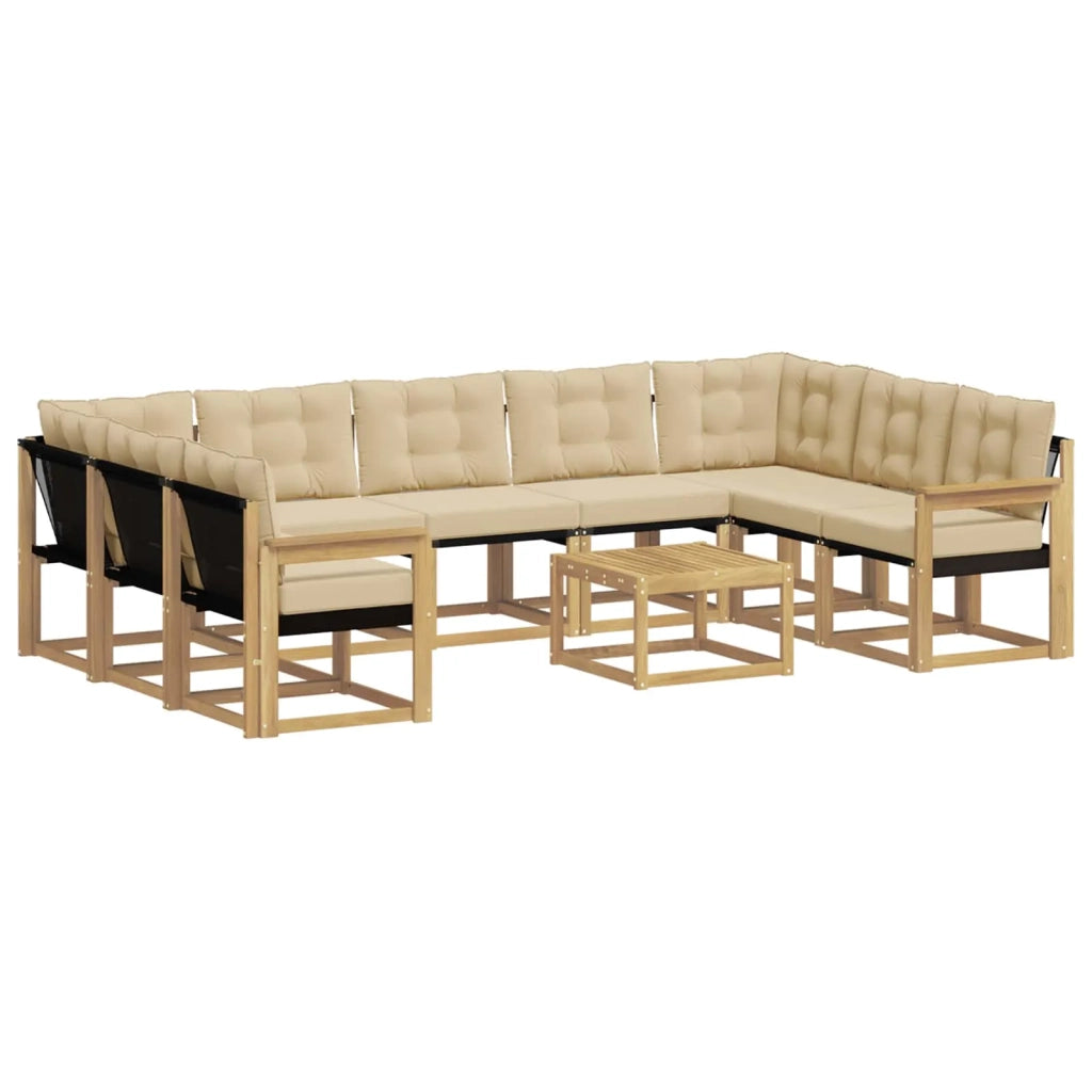 Set di divani da esterno 10 pz Bianco e Beige 3389879