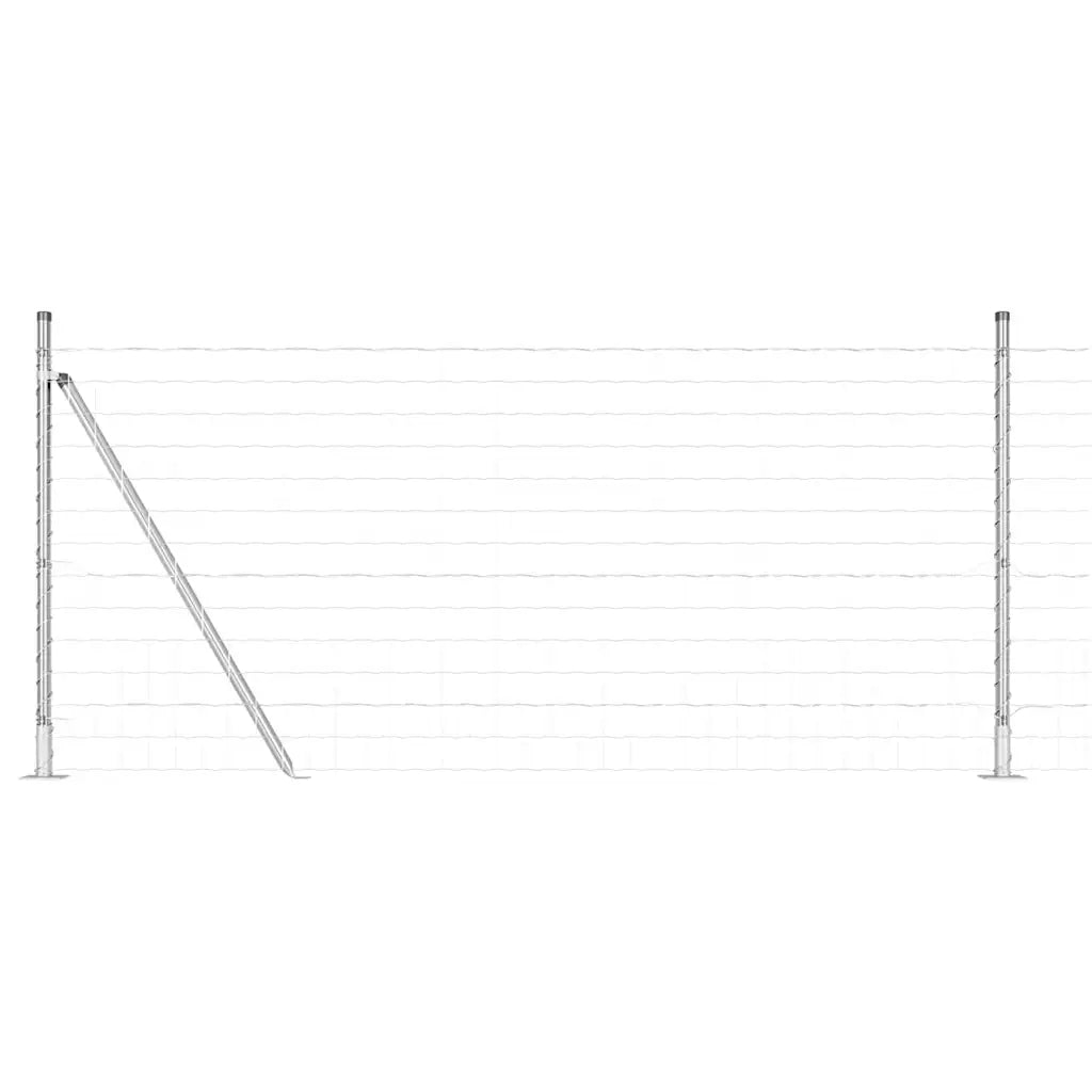 Recinzione da Giardino | Recinzione con Posto Argento 0,8 x 25 m Acciaio