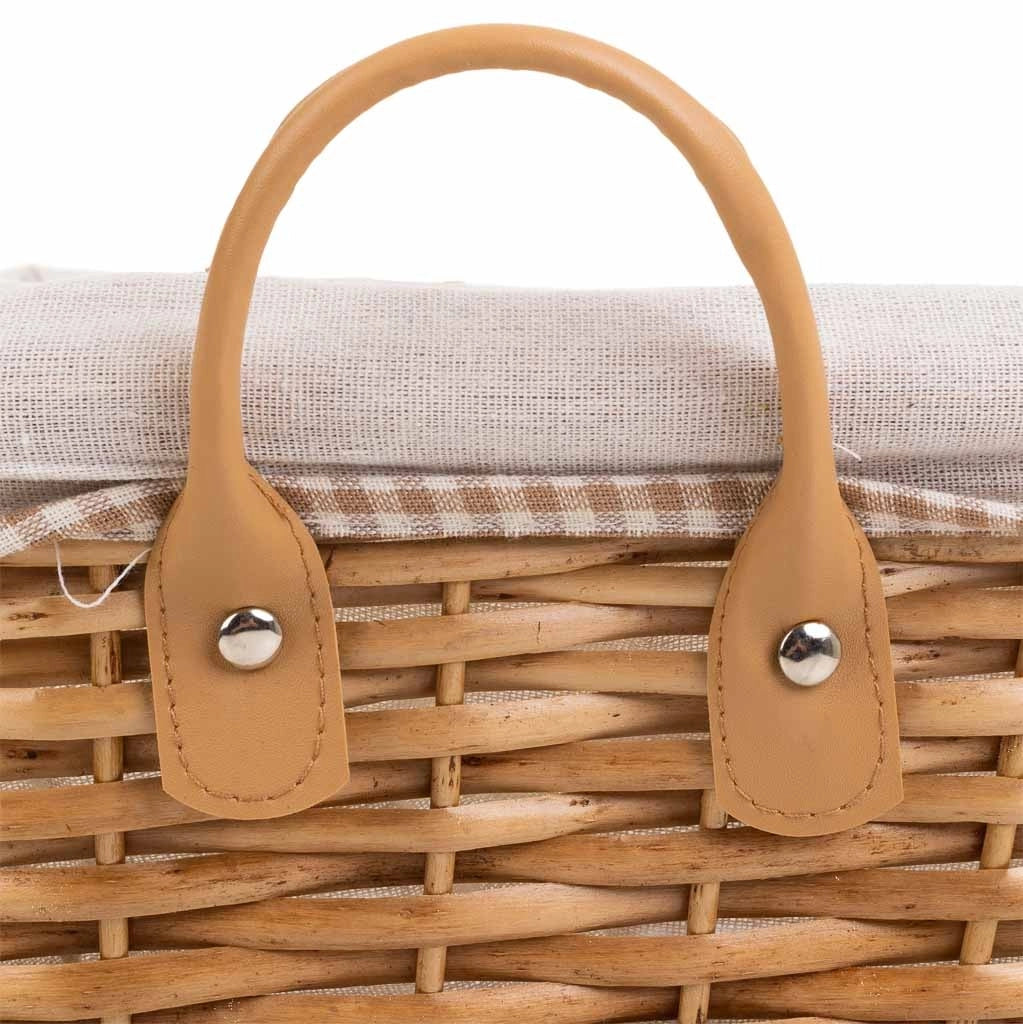 Set di 3 cestini in vimini foderati marroni