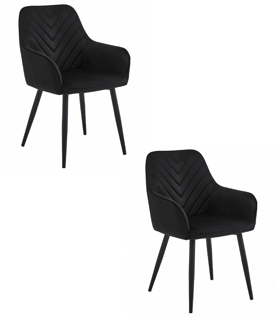 Sedie da pranzo Valora WAAV - Velluto nero con gambe nere x2