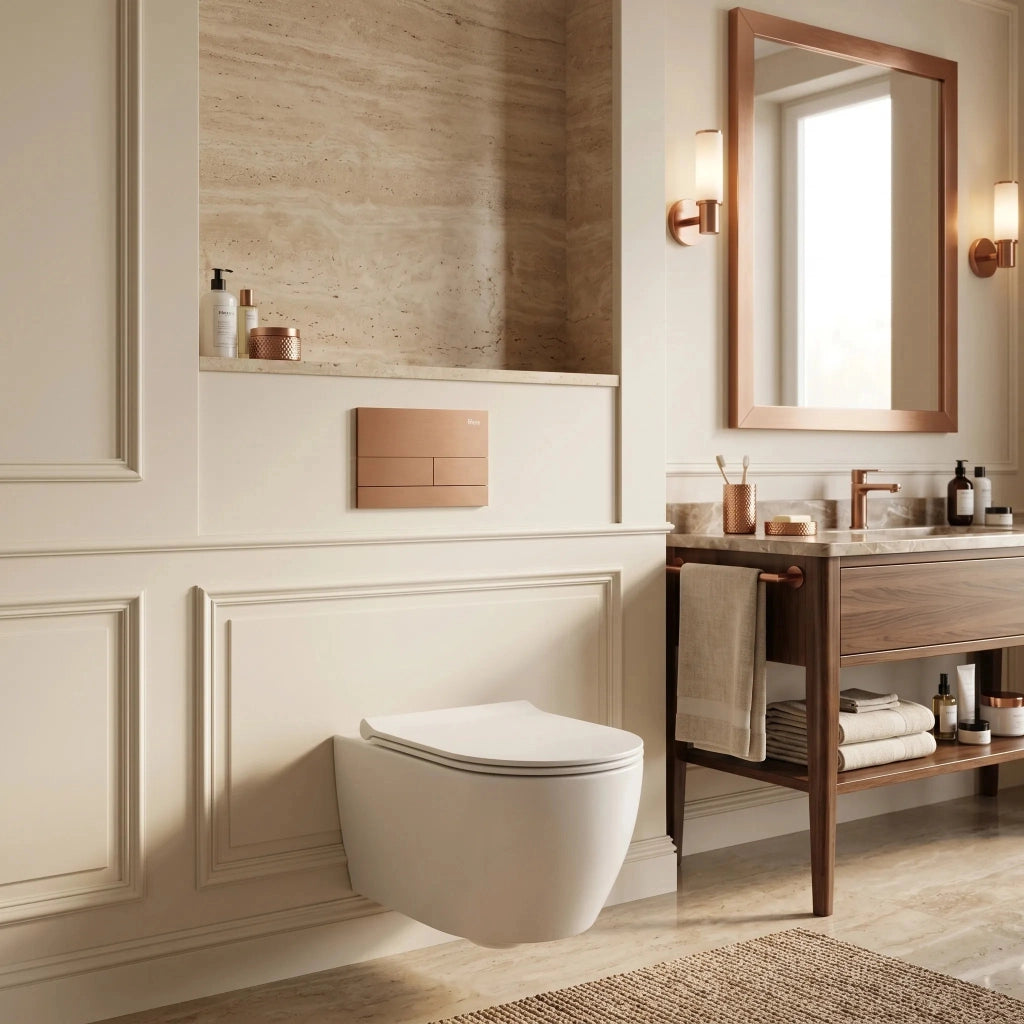 Set Telaio Da Incasso Per Wc Slim 024n Con Pulsante T Brush Copper