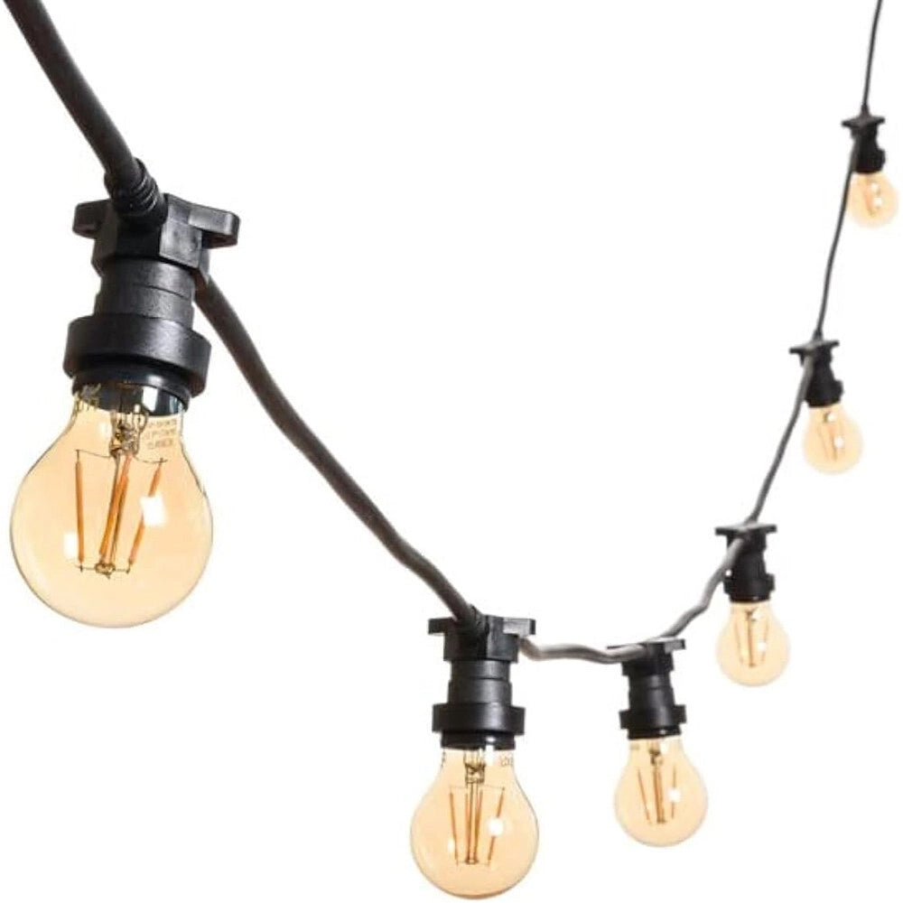 Trade Shop - Catena Luminosa Con 10 Portalampada E27 Luci Decorative Prolungabile Ip54 P01-s01-10 - Nero