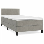 Letto singolo | Letto per adulti | Giroletto a Molle con Materasso Grigio Chiaro 100x200cm Velluto