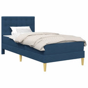 Letto singolo | Letto per adulti | Struttura letto con materasso Blu 90 x 190 cm Tessuto