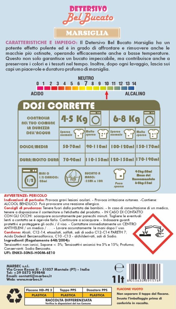 DETERSIVO BelBucato Marsiglia 1LTx6Pz