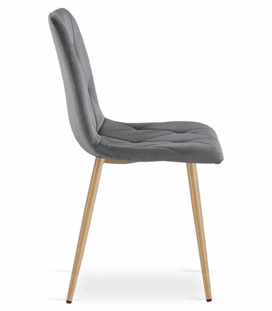 Sedia Valora TYRA in velluto grigio scuro con gambe in legno x3