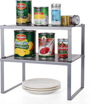 Inseribile per armadietti cucina - organizzatore espandibile - set da 2 - argento