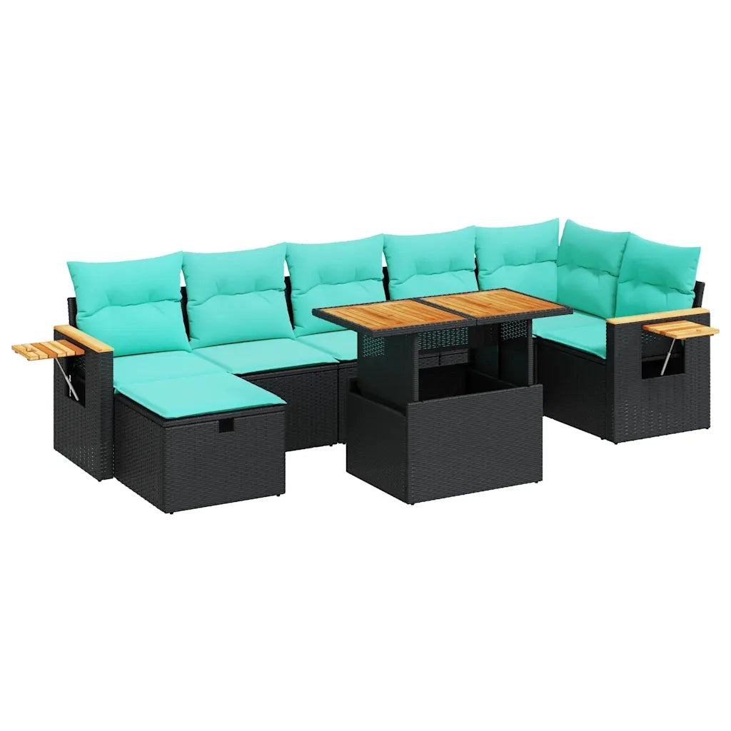 Set Divano da Giardino 8pz con Cuscini Grigio Polyrattan Acacia 3328142