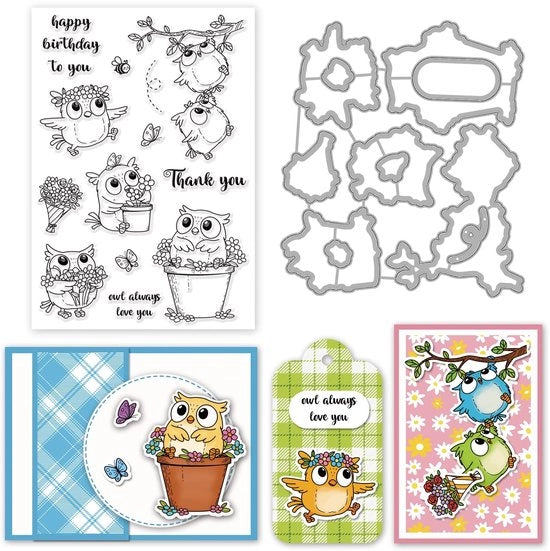 Stampe in Silicone per Pasqua e St. Patrick's Day con Forme di Fiori e Uccelli, Set di Stampa per DIY, Scrapbooking e Decorazioni