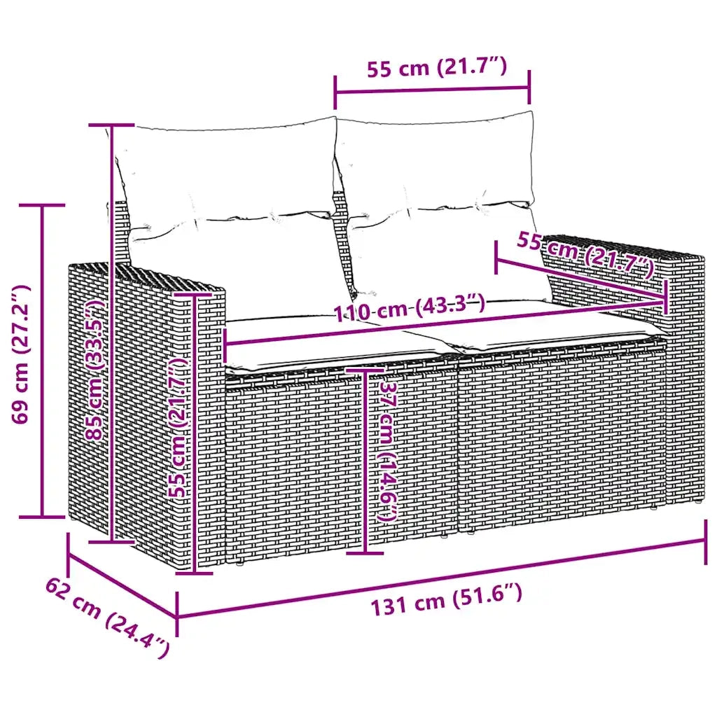 Set Divano da Giardino con cuscino 8 pcs Grigio polyrattan 3361558
