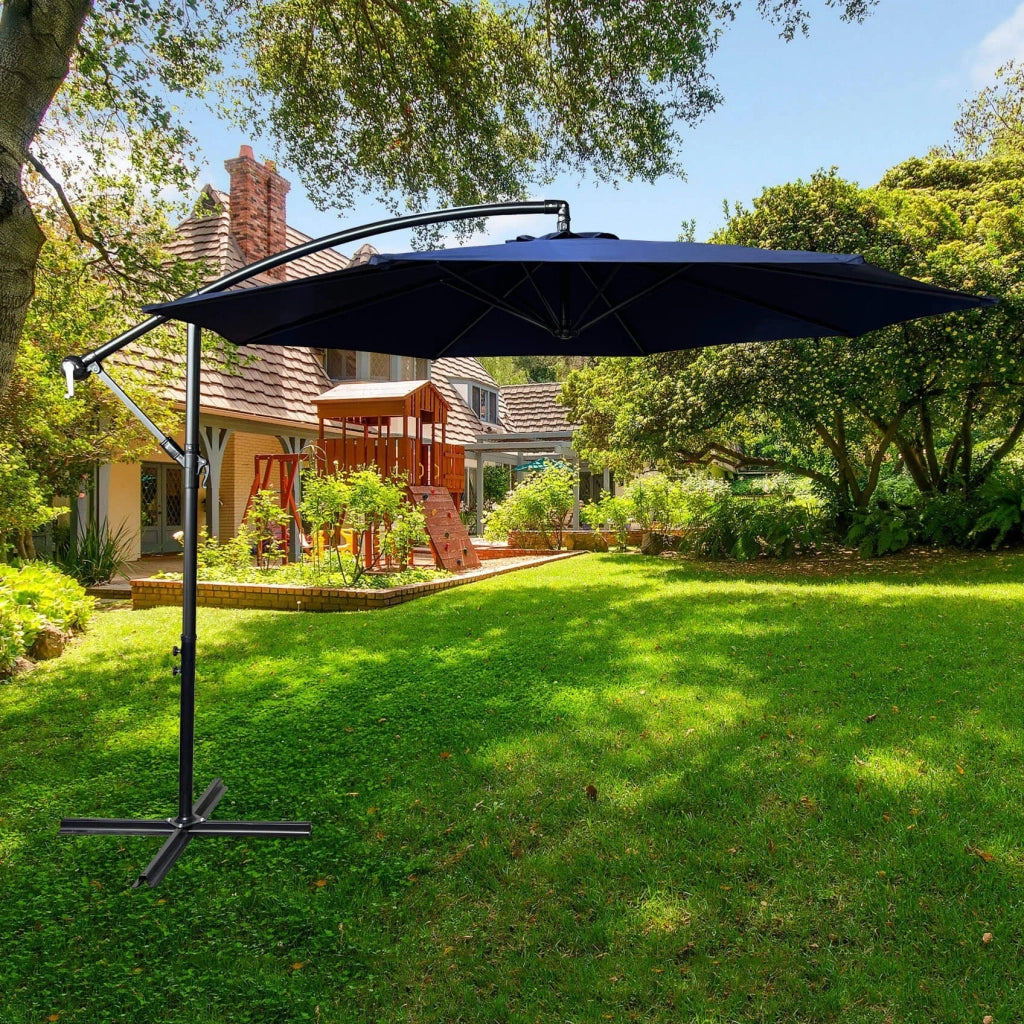 Ombrellone da giardino ASTER con protezione UV in colore blu scuro peso 12,1 kg dimensioni 300x300x245 cm