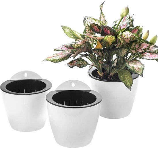 Pannelli per piante in plastica rotonda - automatico rinnovo d'acqua - giardino verticale per interni/esterni - piante fiori erbe - bianco - piccolo