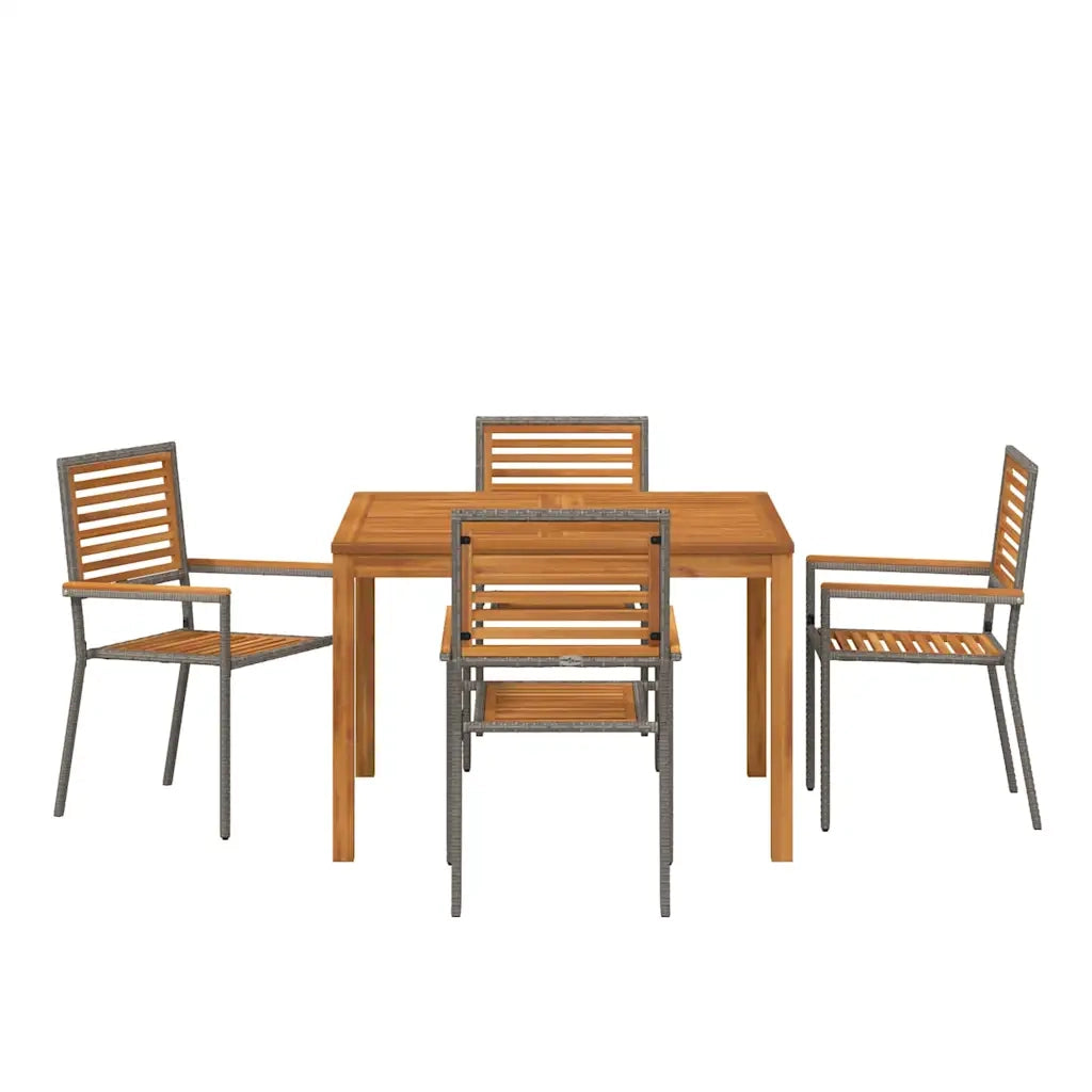 Set da Pranzo per Giardino 5 pcs Grigio