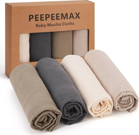 Mousseline Asciugamani per Bambini 50 x 25 cm - 4 Pezzi - 100% Cotone - Leggeri e Respiranti - Ideali per Ragazzi e Ragazze