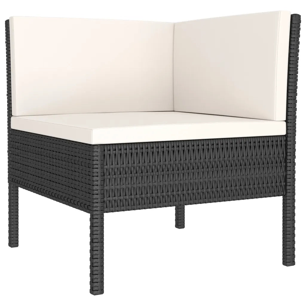 Set Divani da Giardino 4 pz con Cuscini in Polyrattan Nero 3056966