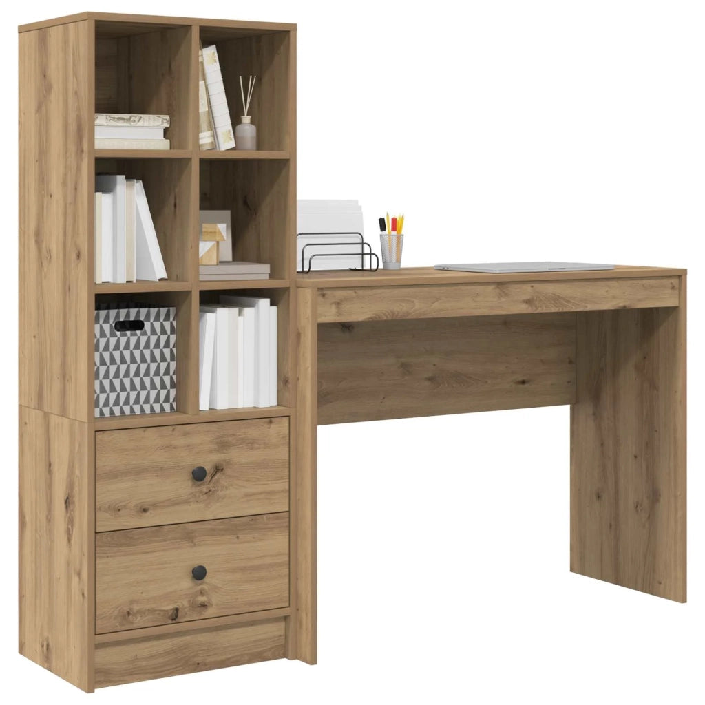 Scrivania con cassetto con lo scaffale 2 pcs Rovere artigianale 3337336