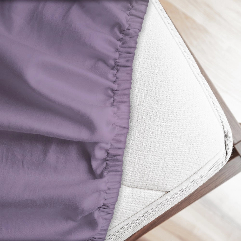 Lenzuolo letto sotto con angoli 100% puro cotone Made in Italy tinta unita Lilla - 2 Piazze maxi