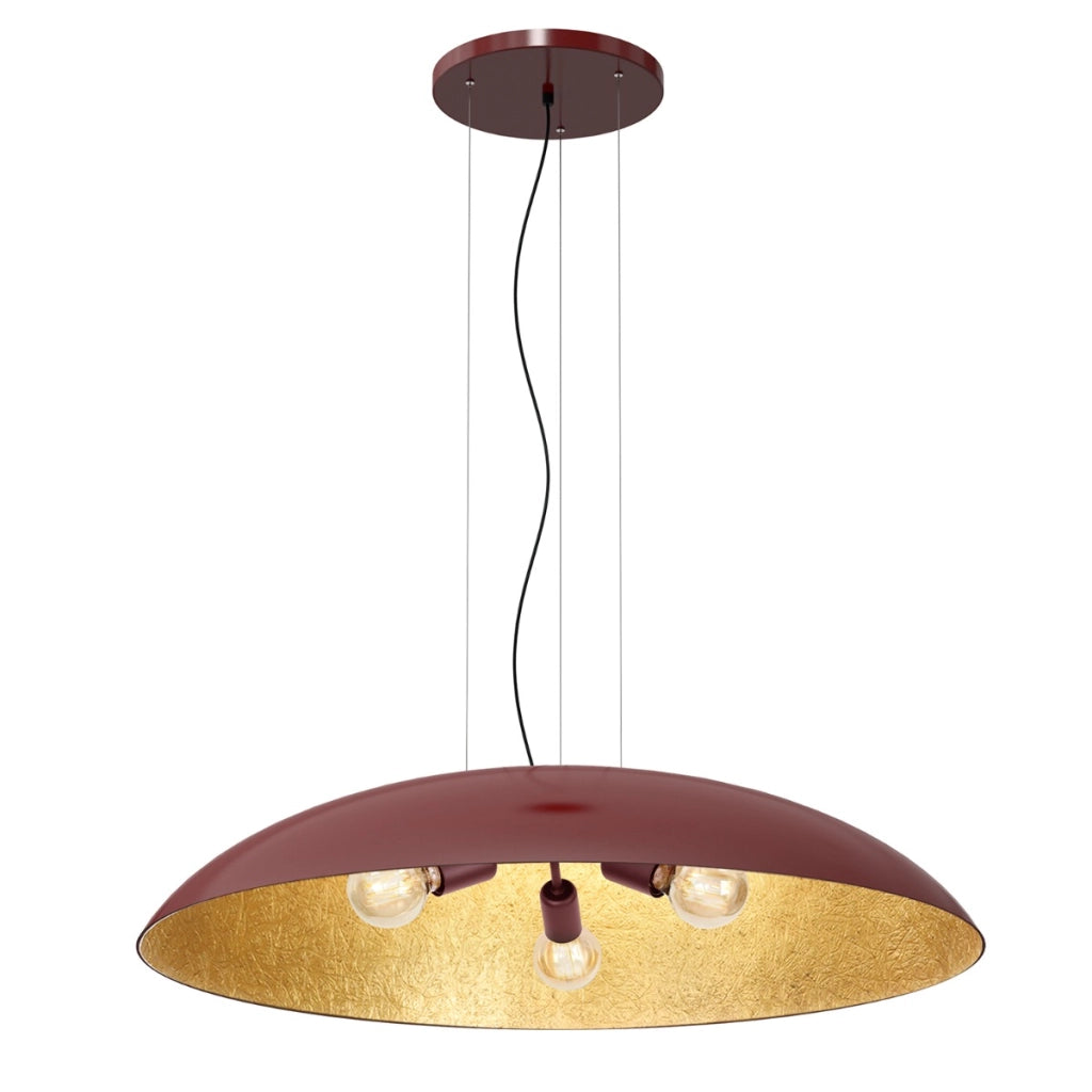 Sospensione Compo Ø100 bordeaux interno oro 3xE27 Luminex