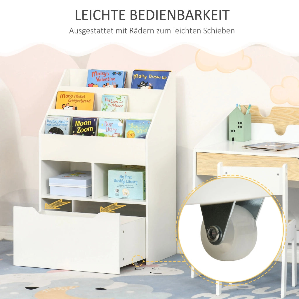Libreria per bambini con cassetti e scomparti ¨C Minimal ¨C 60x30x90 cm, bianco
