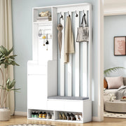 Scarpiera Panca Ingresso con Appendiabiti e Ganci ¨C MINIMAL ¨C Bianco, 4 Ganci, H180xL100xP35 cm