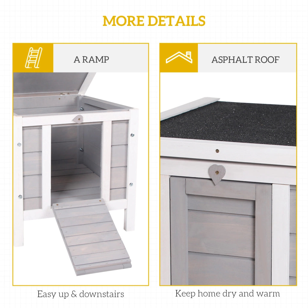 Gabbia per conigli con rampe e tetto apribile ¨C zephmum ¨C 51x42x43 cm grigio bianco legno